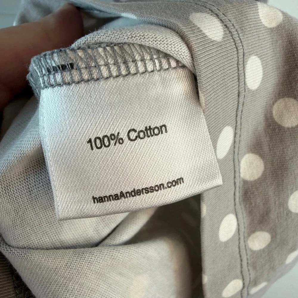 Hanna‎ Andersson 100 4T Gray White Polka Dot Dress 100% Cotton
